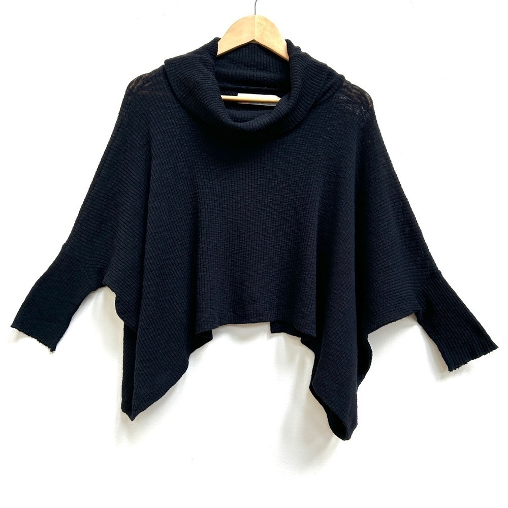 Free People Beach Traveler Cowl Neck Pullover Split Back Top in Black, Size XS - Picture 2 of 7